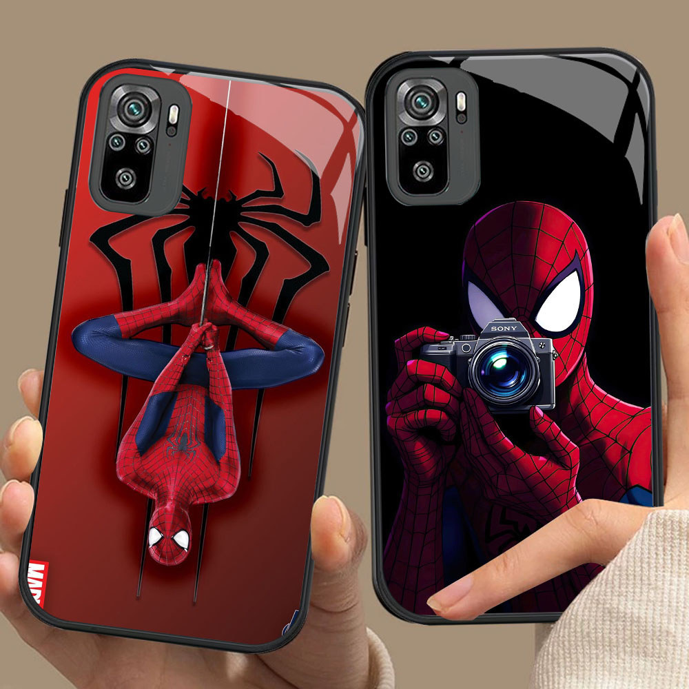 CK-76 Marvel Spider HD แก้วสําหรับ Xiaomi Redmi หมายเหตุ 10 10S 10T 11 SE 11S Poco M3 M4 M5S Pro