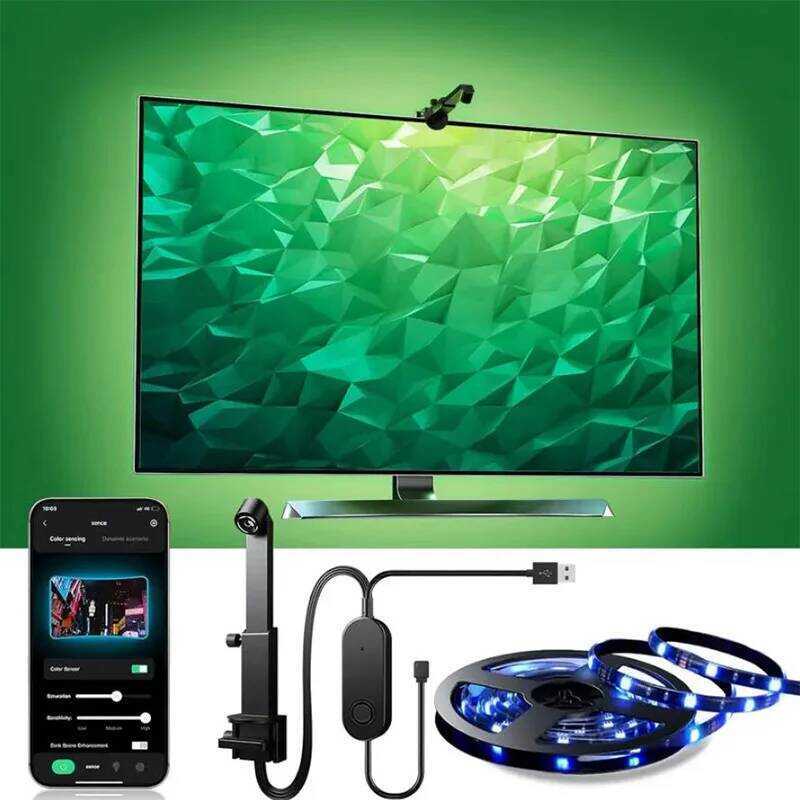 C USB LED TV Backlight With Camera Color Pickup RGBIC LED Strip Lights APP Control Sync Music For 5