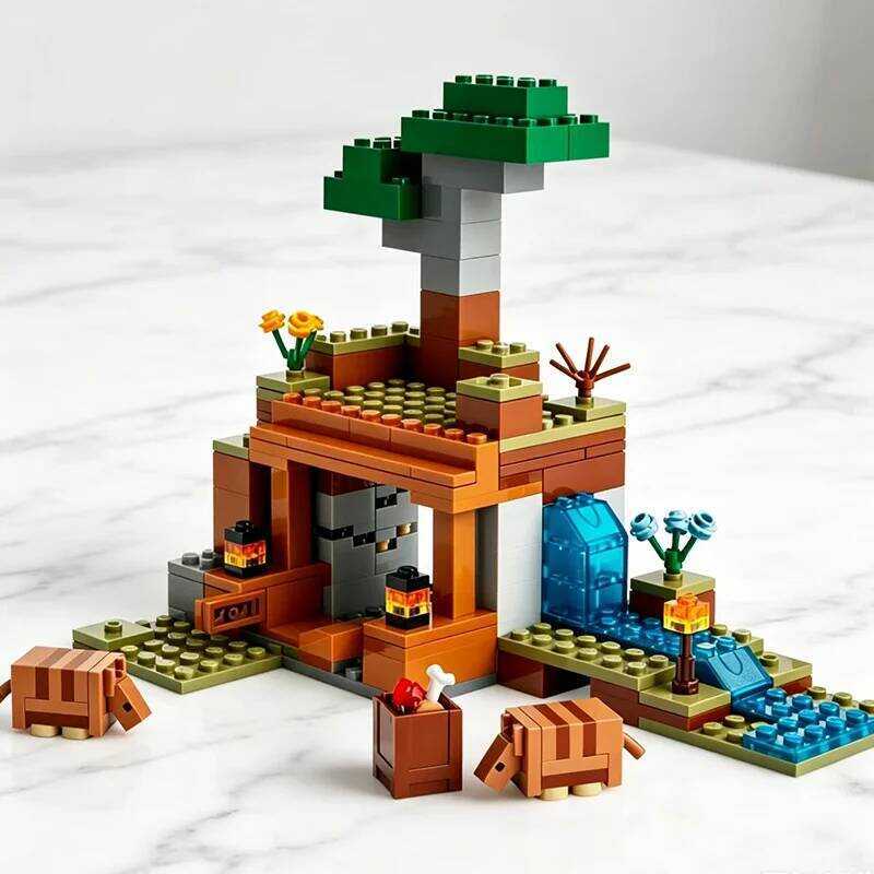 ชุดตัวต่อที่เข้ากันได้กับแบรนด์อื่นๆ ซีรีส์เกม My Pixel World บล็อกตัวต่อ 21269 The Armadillo Mine E