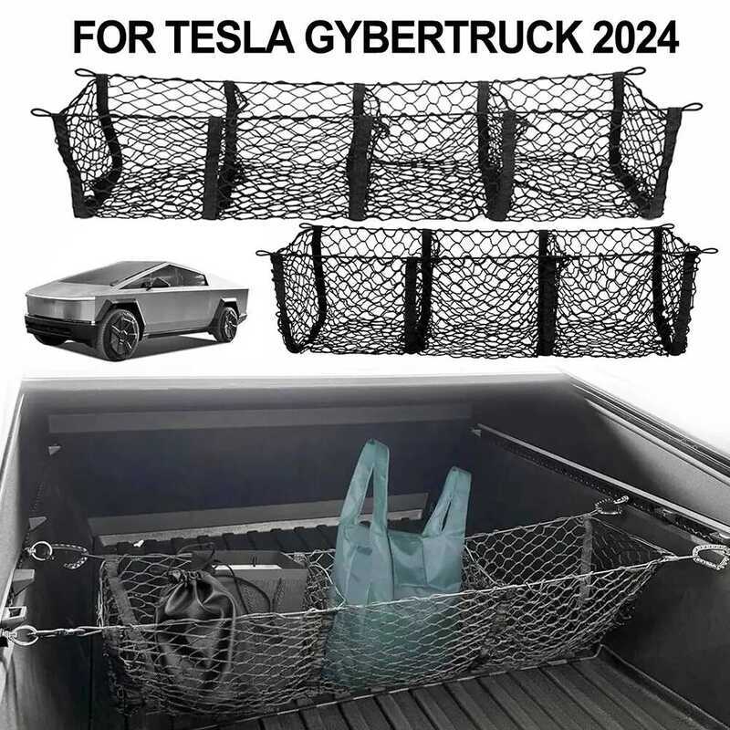 C 3 Pocket Cargo Net Car Trunk Luggage Net Mesh Storage Net Bed Grocery Holder For Tesla Cybertruck