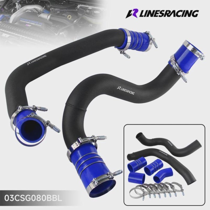 For 03-07 Ford Polished Intercooler Pipe Tubes&Boot Clamps Kit 6.0L Turbo Diesel Powerstroke V8 Eng
