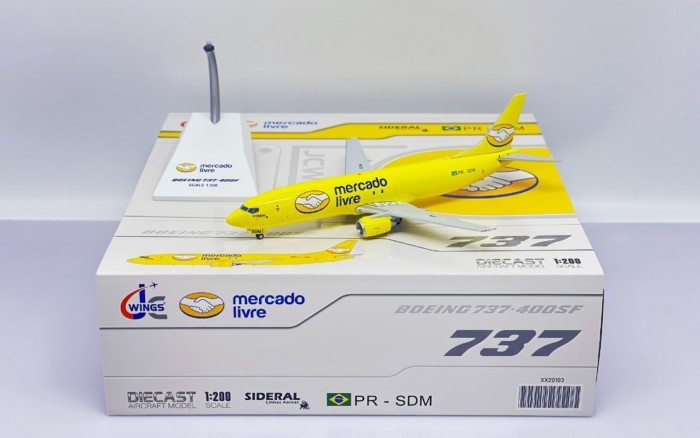 พร้อมสต็อก JC Wings 1: 200 Mercado Livre B737-400 PR-SDM รุ่น Out of Print Model