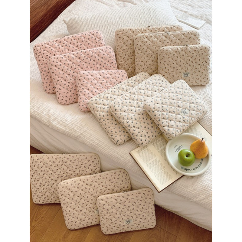 Fresh Quilted Floral Storage Bag Clutch File Bag 43cm Laptop Bag Tablet 11ipad Liner Bag