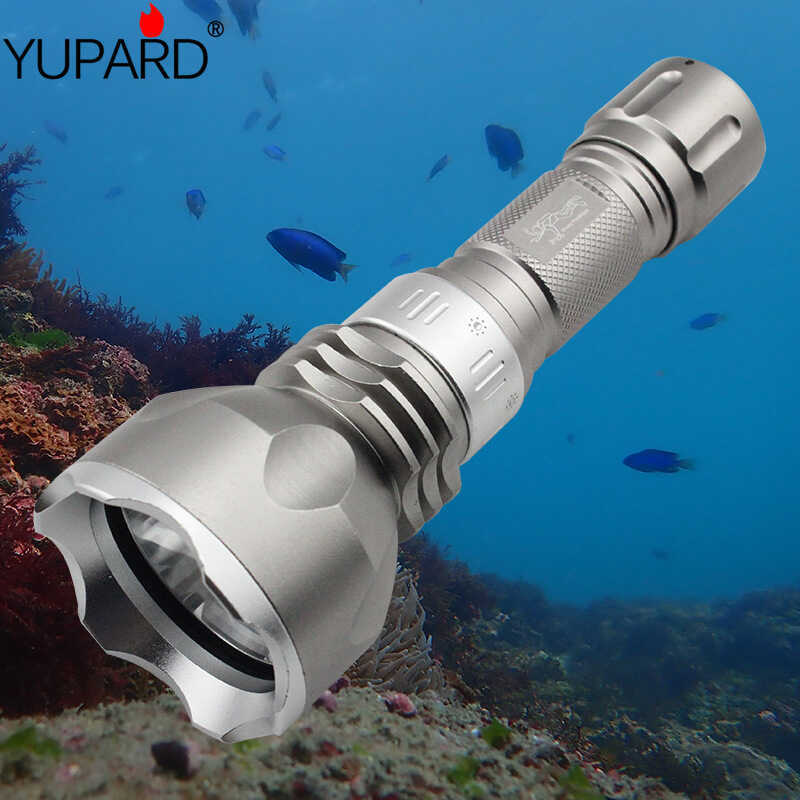 T6 ไฟฉาย LED ดําน้ําแสงที่แข็งแกร่งไฟฉายดําน้ําเติมแสงใต้น้ํากันน้ําไฟฉายระยะยาว