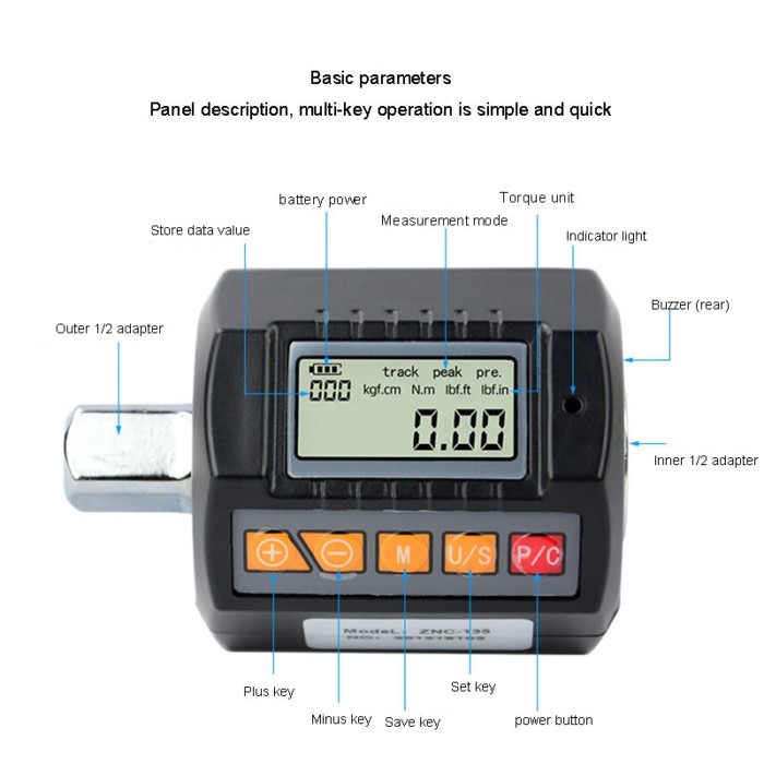ZNC-30 Digital Torque Meter with Ratchet Wrench for Bicycle Tire Repair - Accurate Bolt Fastening T