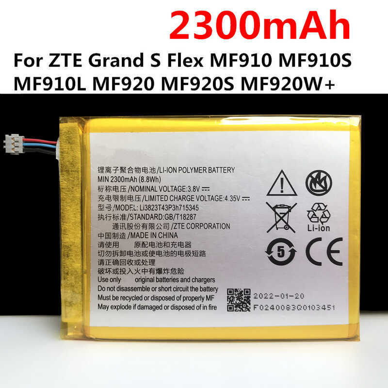 แบตเตอรี่ใหม่ Li3820t43p3h715345 สำหรับ ZTE Grand S Flex Mf910 Mf910s Mf910l Mf920 Mf920s Mf920w+ M