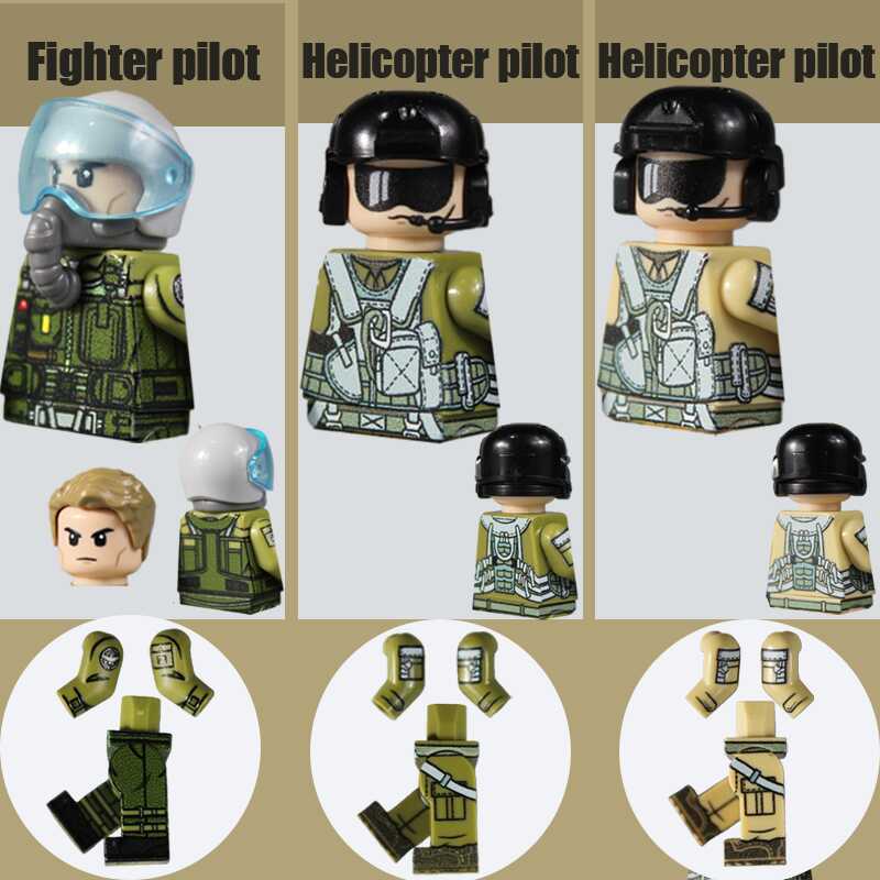 ilots Figures Building Blocks Army 8-Sided Printing Night Vision Sight Weapons Soldiers Bricks Toys