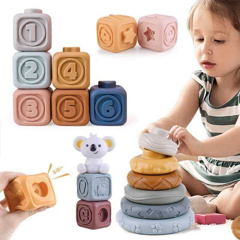 ilding Blocks Montessori Toys For Babies Squeeze Stacker & Teething Toys Early Learning Toy Toddler