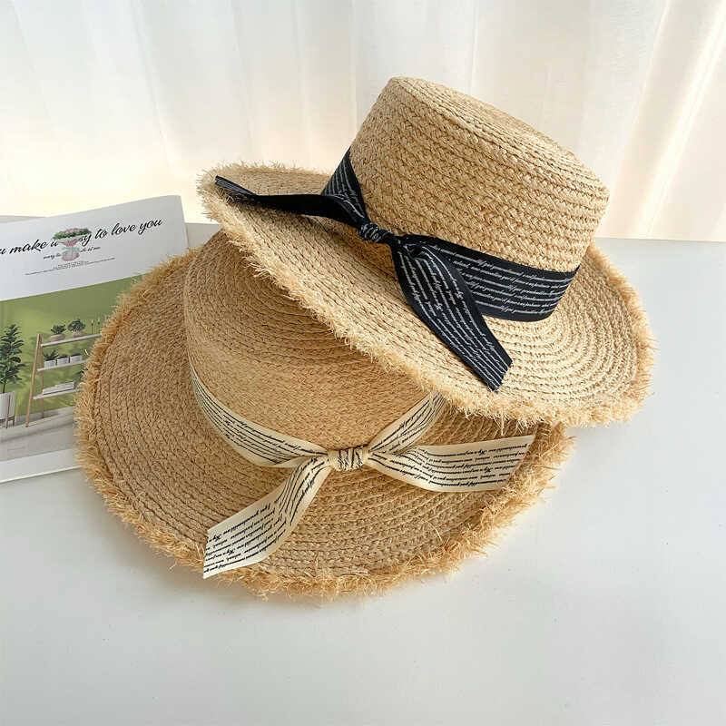 หมวกฟางหญิง Raffia ฤดูร้อน Sun Seaside Beach Travel Vacation Cover All-Match i ns Small Fresh