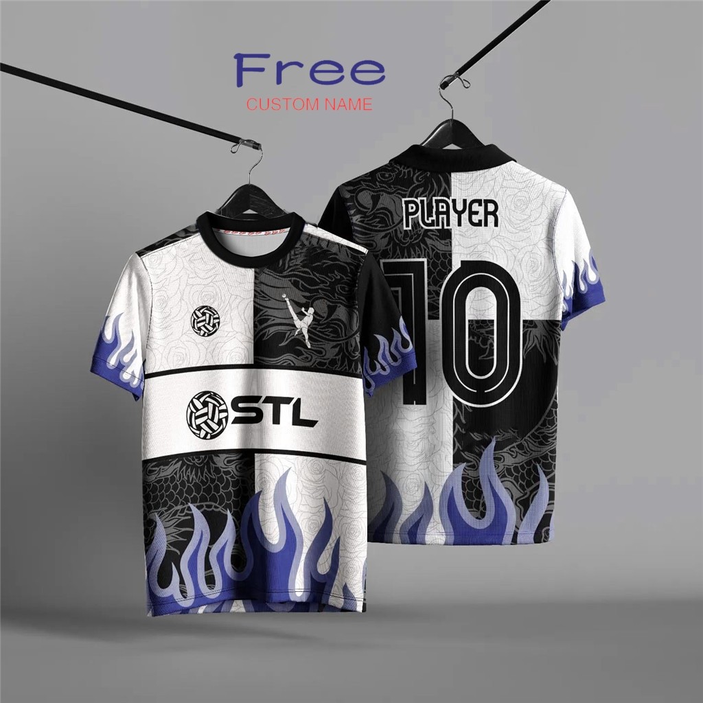 (shengjing)STL CUSTOM JERSEYSepak ตะกร้อ-RetroคอJerseyที่กําหนดเองชื่อ 2025 ออกแบบใหม่Unisex Full Su