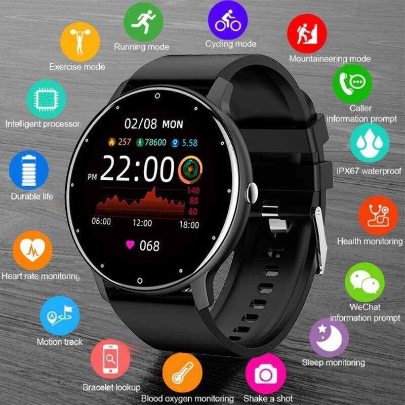 ZL02D สมาร์ทวอท์ชหน้าจอสัมผัสเต็มรูปแบบกีฬา Fiess Tracker IP68 กันน้ําบลูทูธ Smartwatch สําหรับผู้ชา