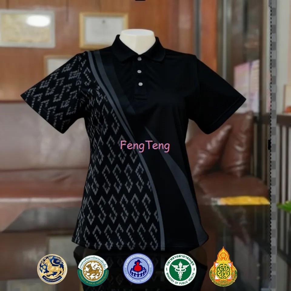 เสื้อโปโลสีดำสำหรับผู้หญิง ออกแบบระบายอากาศได้ดี