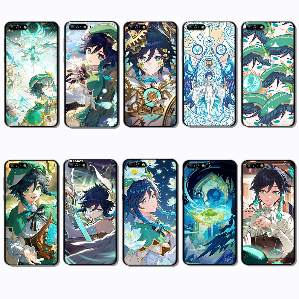 เคสโทรศัพท์สีดําแบบนุ่มสําหรับ Huawei Y6 Y7 Pro Y7 Prime Nova 2 Lite 2018 Venti caseg