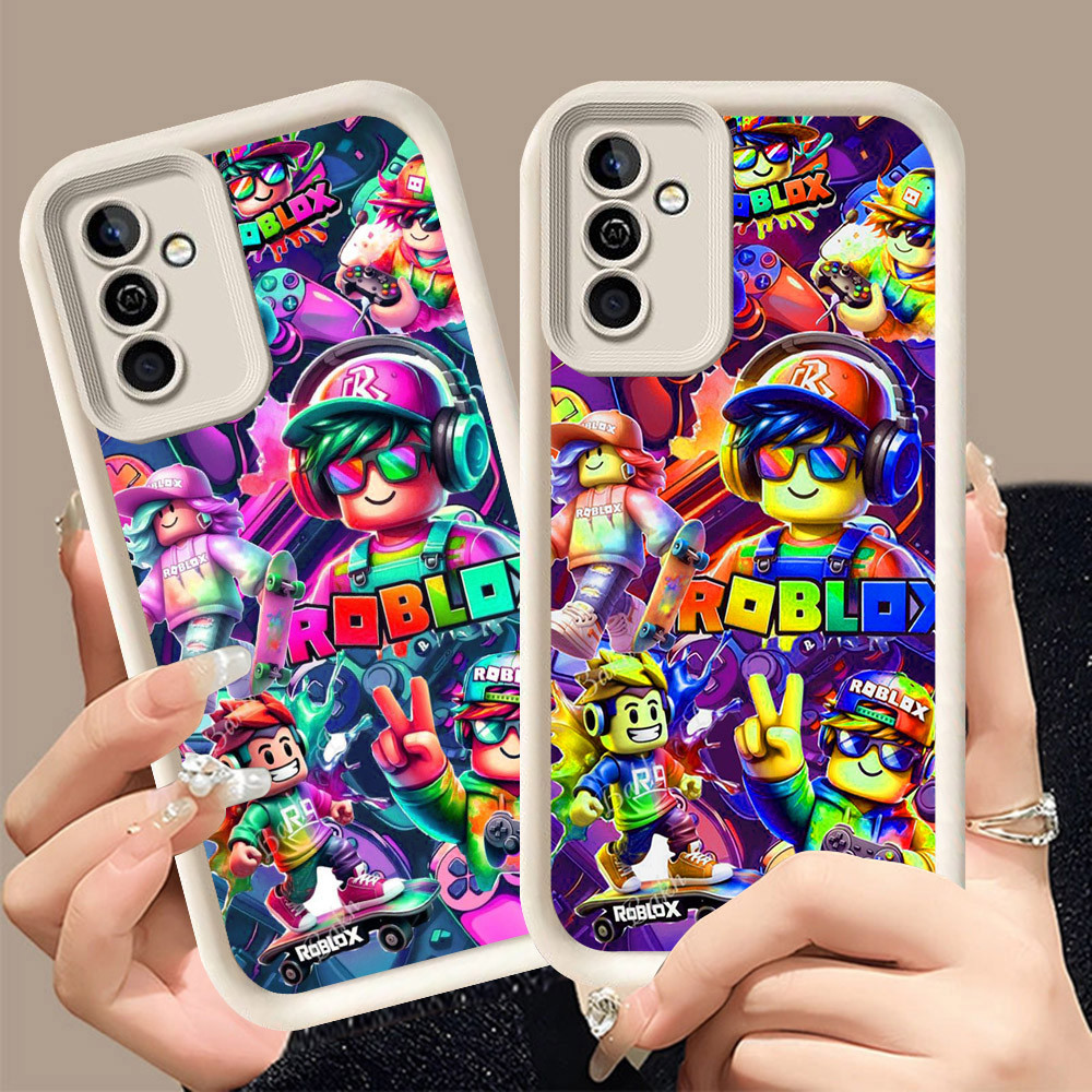 Q-36 Super Roblox ขาวดำเคสโทรศัพท์หรับ Samsung A54 A56 A36 A37 A55 A35 A16 5G ปกสีชมพู