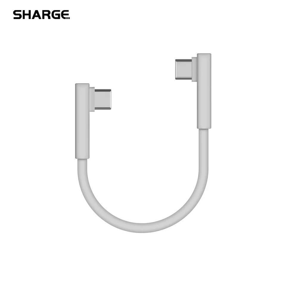 SHARGE รูปตัว L (ข้อมูลและการชาร์จ) สาย USB C เป็น USB C, การถ่ายโอนข้อมูล 10Gbps 240W, สายเคเบิล Ty