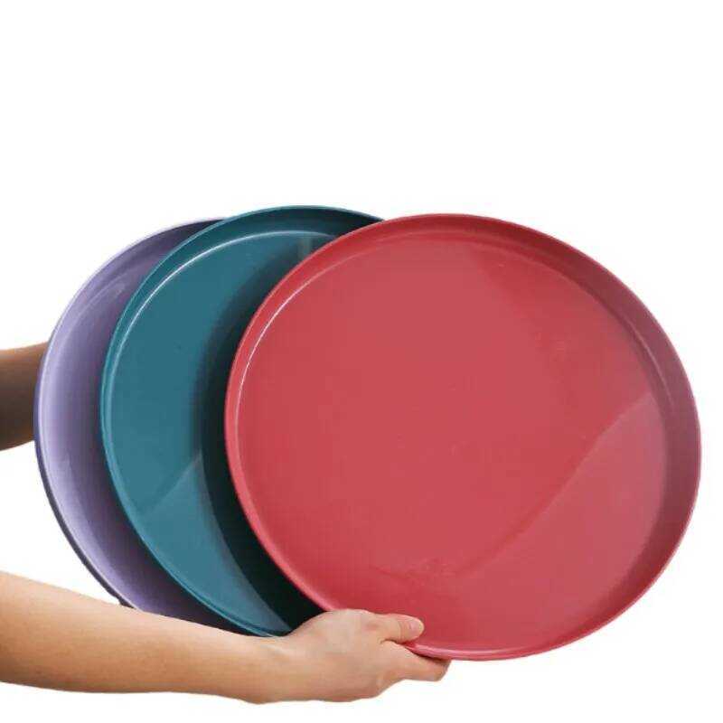 C Inyahome Set Of 1/4/6 Plates Children Plastic Plates Dishes Reusable Dishwasher BPA Free Plates P