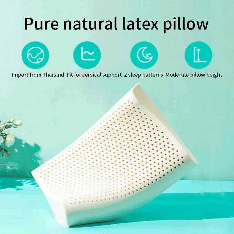 w Thai Natural Latex Pillow Memory Adult Cervical Pillow Sleeping Pillow Dormitory Pillow Household