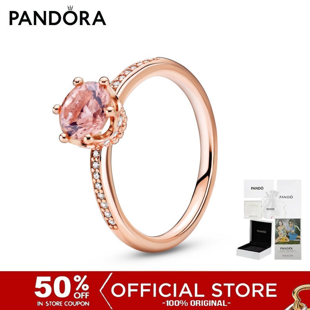 (ของแท้100%) Pandora Pink Sparkling Crown Solitaire Ring แหวน แหวนโรสโกล แหวนแพนดอร่า แหวนมงกุฎ แพนดอร่า