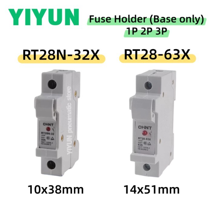 1PC RT28N-32X RT28N-32 RT28-63X RT28-63 1P 2P 3P 32A 63A Fuse Holder Base Only For 10x38mm 14x51mm