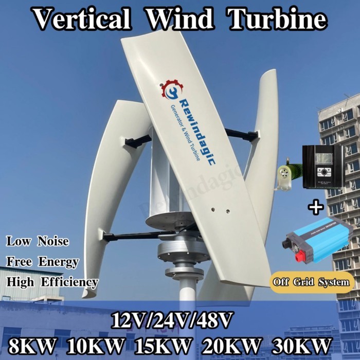 Free Energy Power 20KW 10KW 8KW Vertical Wind Turbine Permanent Magnet Generator With Inverter Outp