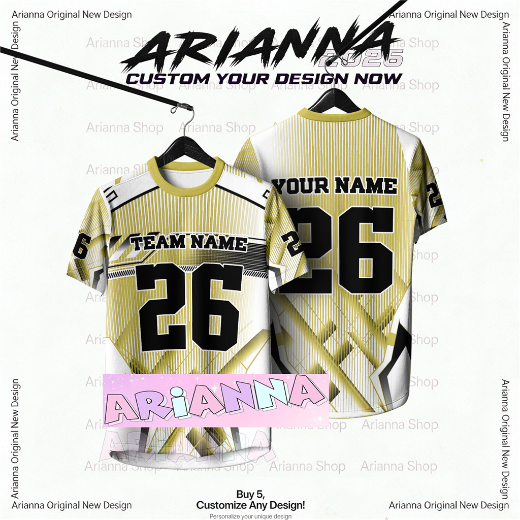 AriannaFree Custom ชื่อและหมายเลขการออกแบบ 2026 Jersey Baju Tshirt Lelaki Lengan Pendek Retro Collar