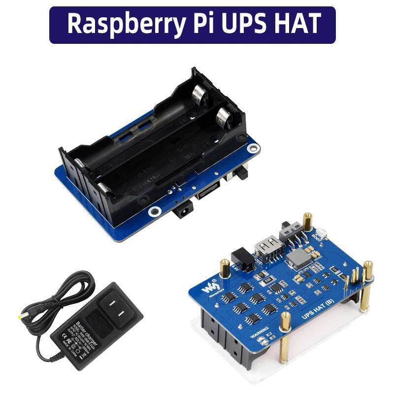 Raspberry Pi UPS HAT (B) 5V เครื่องสํารองไฟ 5A High Current Pogo Pins Connector สําหรับ Pi 4B 3B + 3