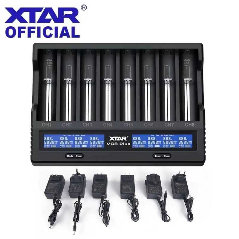 XTAR VC8 Plus 18650 12V DC Input 3A Fast Charging อัจฉริยะจอแสดงผล LCD 21700 เครื่องชาร์จแบตเตอรี่