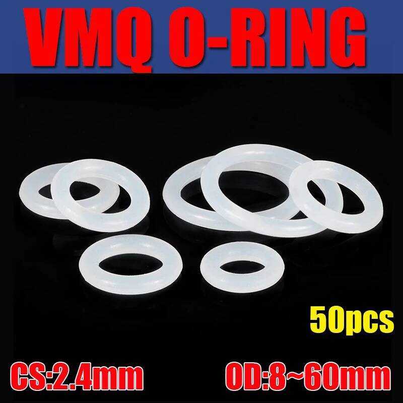 โอริงซีลยางซิลิโคน VMQ จำนวน 50 ชิ้น ความหนา CS2.4 มม. เส้นผ่านศูนย์กลางภายนอก 8 ~ 60 มม. ปะเก็นกันน