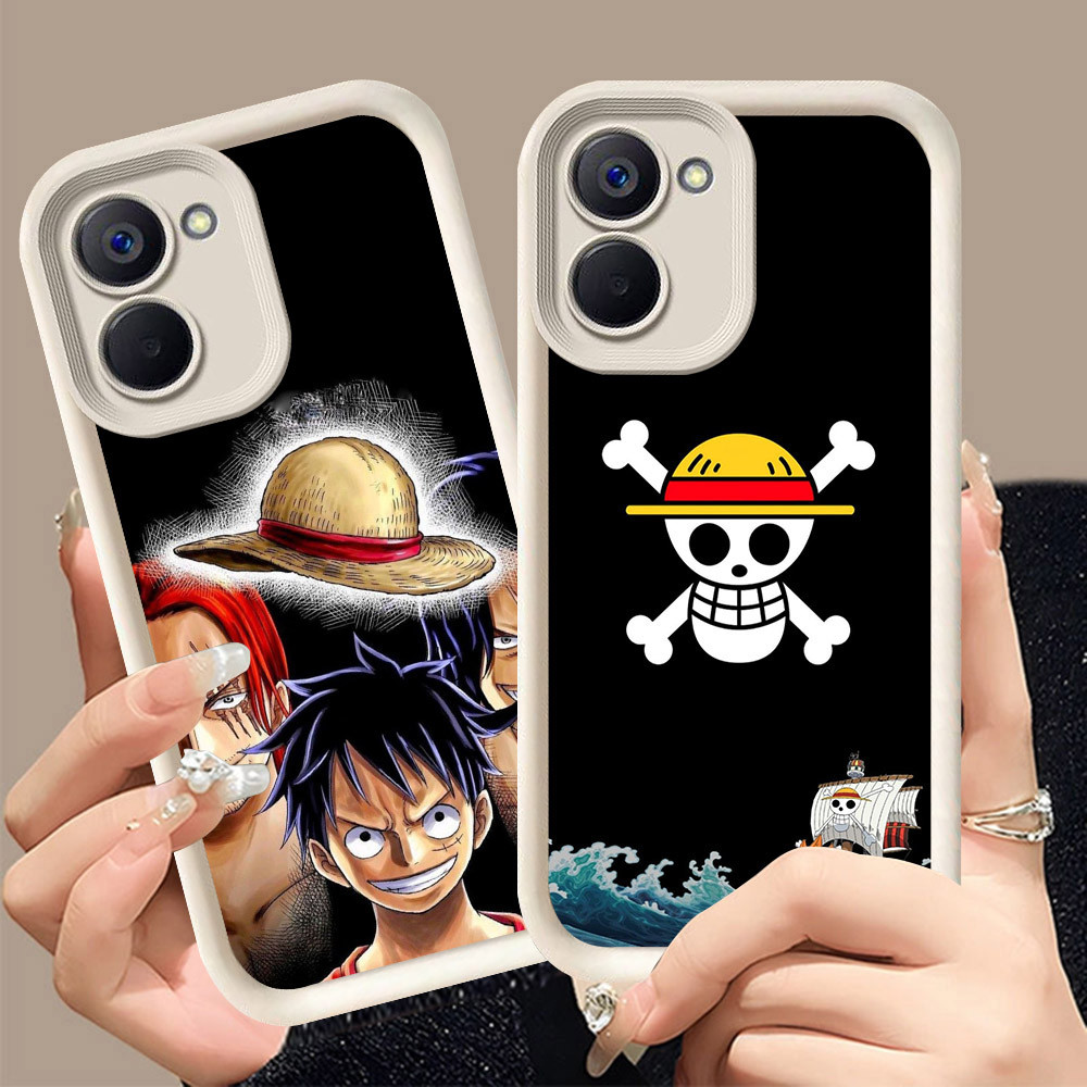 Q-21 One_PieceS ขาวดำเคสโทรศัพท์หรับ VIVO IQOO Y03T Y18S Z9 T3 Y03 Y18i Y18 LITE ปกสีชมพู