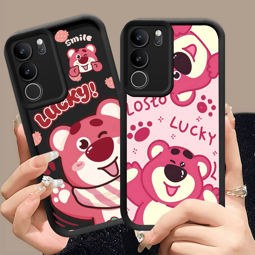 Q-17 Lotso ขาวดำเคสโทรศัพท์หรับ VIVO Y200 T4X Y19S Y21d Y300t Y29 Pro ปกสีชมพู