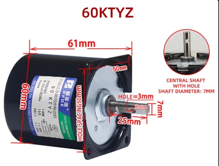 60KTYZ 2.5rpm 1rpm 220V AC 14W Micro Gear Motor 60KTYZ 50Hz Permanent Magnet Synchronous Gear Motor