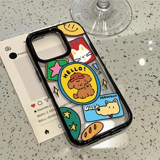 INS puppy phone case for iPhone 11, 17, 13, 14, 15, 16, Pro Max, 12 Pro 16 Pro Max luxury drop-proof acrylic phone case
