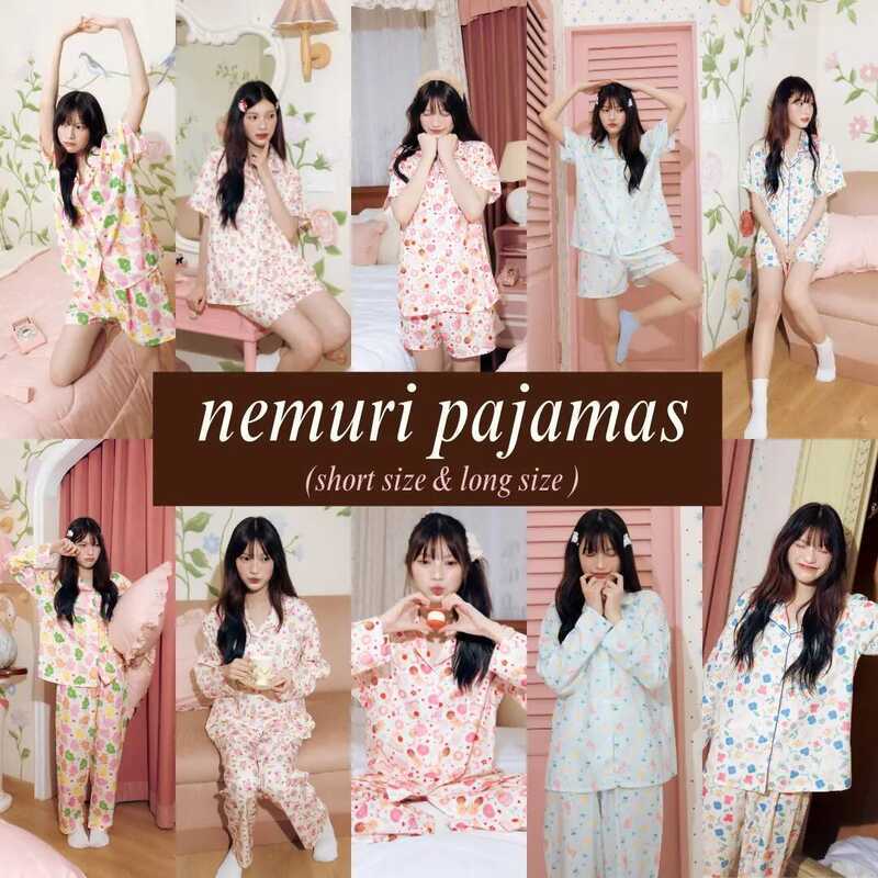 โปร 7.7 พร้อมส่ง ชุดนอนnemuri Pajamas ชุดนอนผู้หญิง ชุดนอนแขนสั้น ชุดนอนแขนยาว ลายน่ารัก ฟรีไซส์