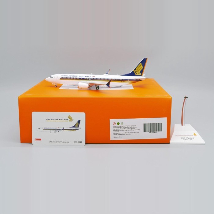 พร้อมสต็อก JC Wings 1: 200 Singapore Airlines B737-Max8 9V-MBA โมเดลเครื่องบินโลหะผสมออกจากรุ่นพิมพ์