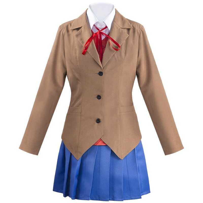 W Anime Game Doki Doki Literature Club Natsuki Cosplay Sayori Yuri Monika Cosplay Costume Set Schoo