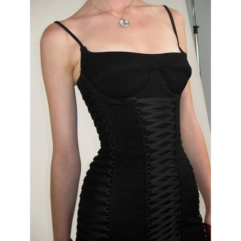 ▥ Altgoth Coquette เซ็กซี่ชุดรัดตัวผู้หญิง Dark Gothic Fairycore Grunge Y2k ผ้าพันคอสปาเก็ตตี้ส