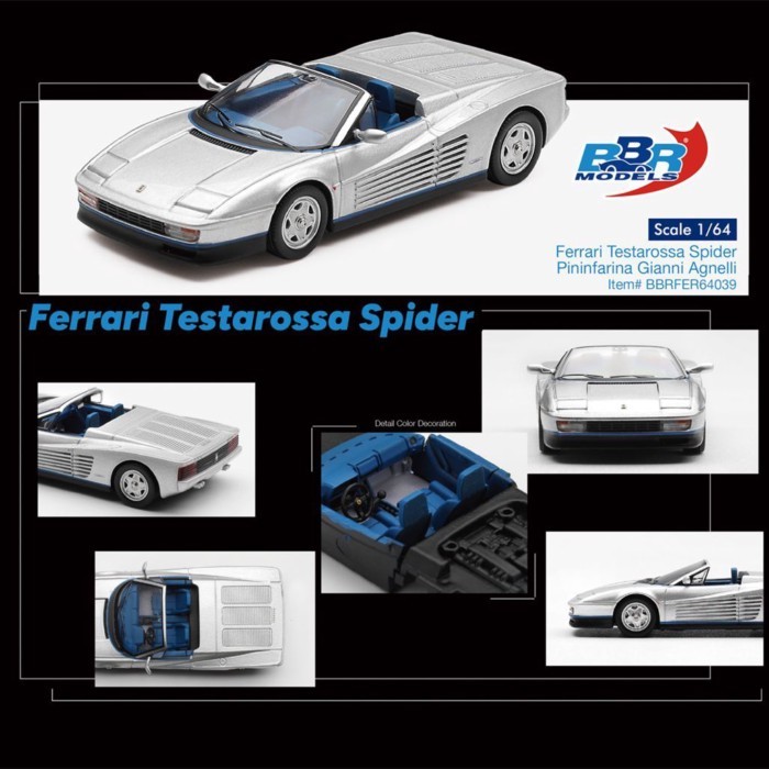 BBR 1: 64 Ferrari Ferrari Testarossa Testarossa โมเดลรถโลหะผสมเปิดประทุน