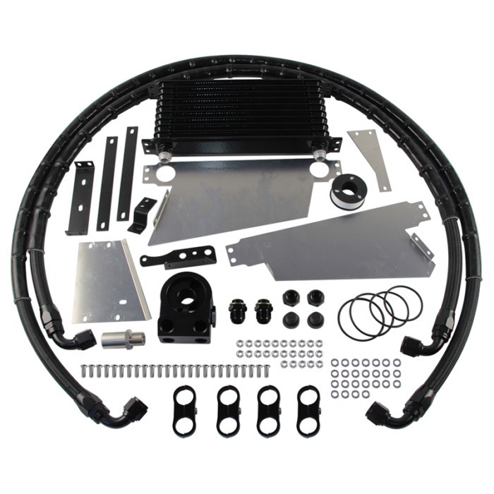 Oil Cooler Kit 10AN 10 Rows w/80 Deg Thermostat Adapter Oil Filter Sandwich Plates Kit For Toyota G