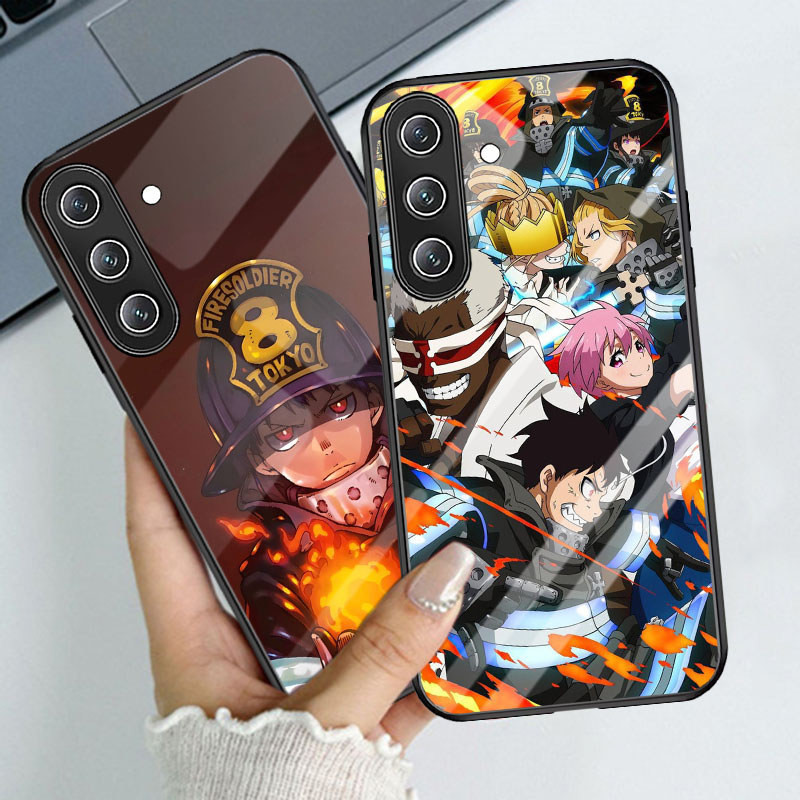 T-12 Fire Force กระจกนิรภัยสําหรับ Samsung A05S M17 A15 A24 A04S A14 A17 A56 A16 5G กรณี