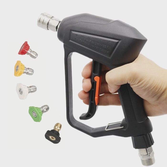 Short pressure cleaning machine gun, power washer trigger gun replacement M22 outer head inlet, 1/4