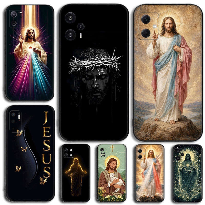 สําหรับ Xiaomi POCO F5 Pro C65 C55 X5 M6 F6 ป้องกันซิลิโคนนิ่ม TPU เชื่อในและบูชาพระเจ้าพระเยซู ^lk-
