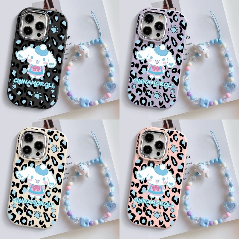 การ์ตูนน่ารักเสือดาวพิมพ์ Cinnamoroll สร้อยข้อมือเคสโทรศัพท์สําหรับ VIVO Y11 Y12 Y15 Y17 Y15S Y15A Y