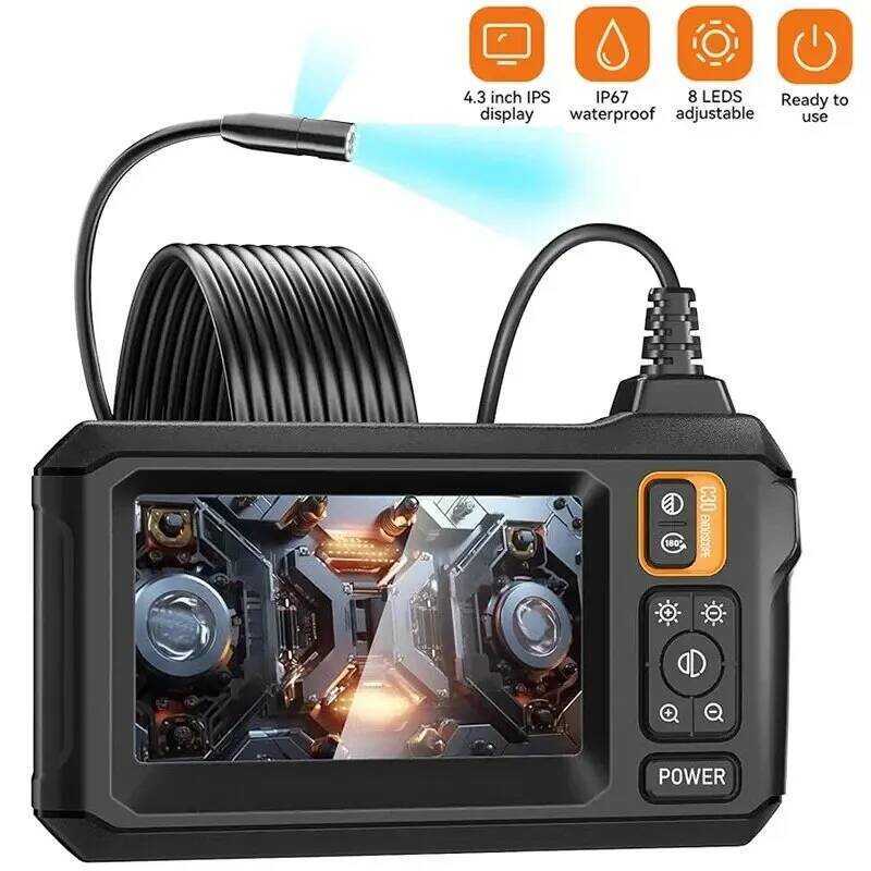 กล้องเอนโดสโคปอุตสาหกรรม 8 มม. HD1080P หน้าจอ IPS 4.3 นิ้ว กล้องตรวจสอบท่อ 1080P สำหรับซ่อมรถยนต์ กั