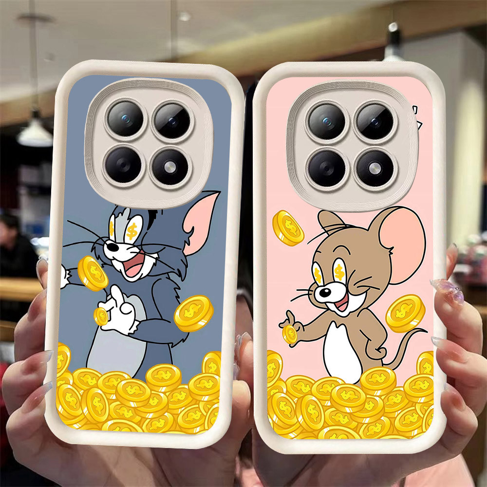 J-27 Cat gold Mouse ดำขาวชมพูเคสโทรศัพท์หรับ Xiaomi Redmi Note 14 Pro Plus POCO X7 5G