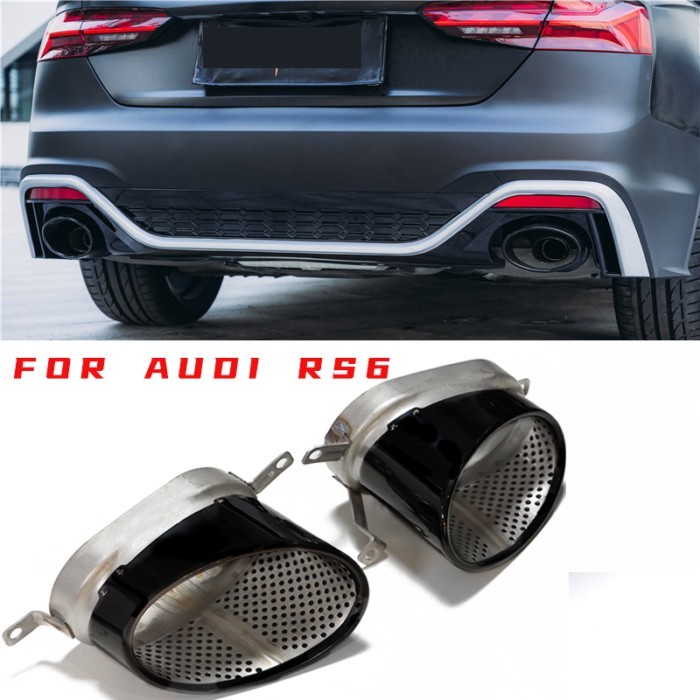 1 Set 304 Stainless Steel Exhaust Pipe Black Mufflers For Audi A4 A5 A6 A7 RS3 RS4 RS6 RS7 Muffler