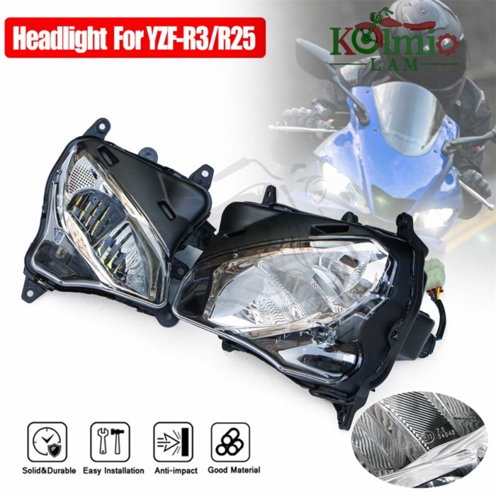 Kolmio-Lam Fit For 2019 - 2025 YAMAHA YZF-R3 YZF-R25 LED Motorcycle Headlight Headlamp Assembly YZF