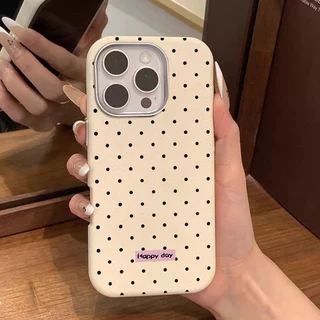 เคสไอโฟน 16 สำหรับ IPhone 13 XR 16 15 11 14 12 Pro Max 15 14 16 6 6S Plus XS X โปลก้า จุดสีทึบหนัง กรณีพื้นผิว