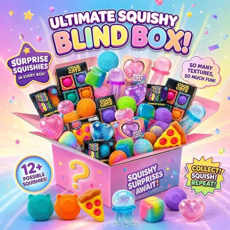 Squishy Figures Blind Box Surprise Toys, Slow Rising Soft Fidget Toys Featuring Giant Gorilla, Moai