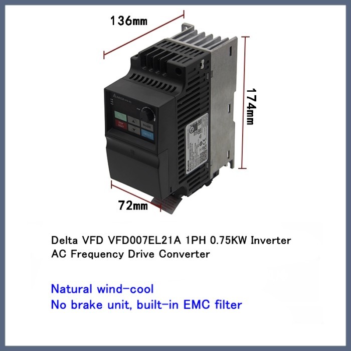 Delta VFD VFD007EL21A 1PH 0.75KW Inverter AC Frequency Drive Converter