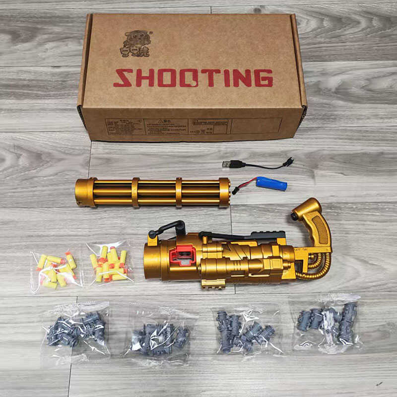 ing Chain Gatling Soft Bullet Gun Can Launch Toy Machine Gun Model Chicken Eating Heavy Machine Gun